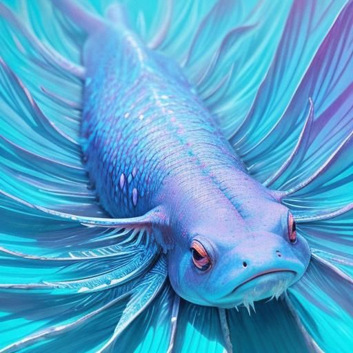 Vibrant Axolotl Illustration in Macro Photography Style