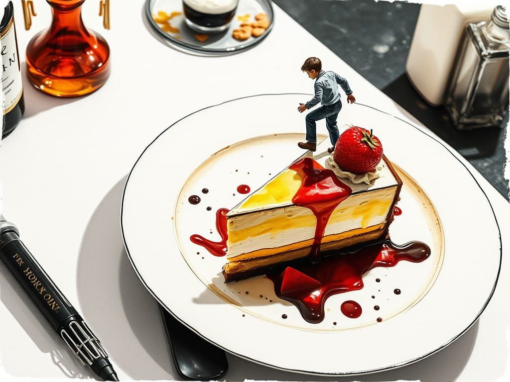 Vibrant Dessert Scene in Alcohol Ink Painting