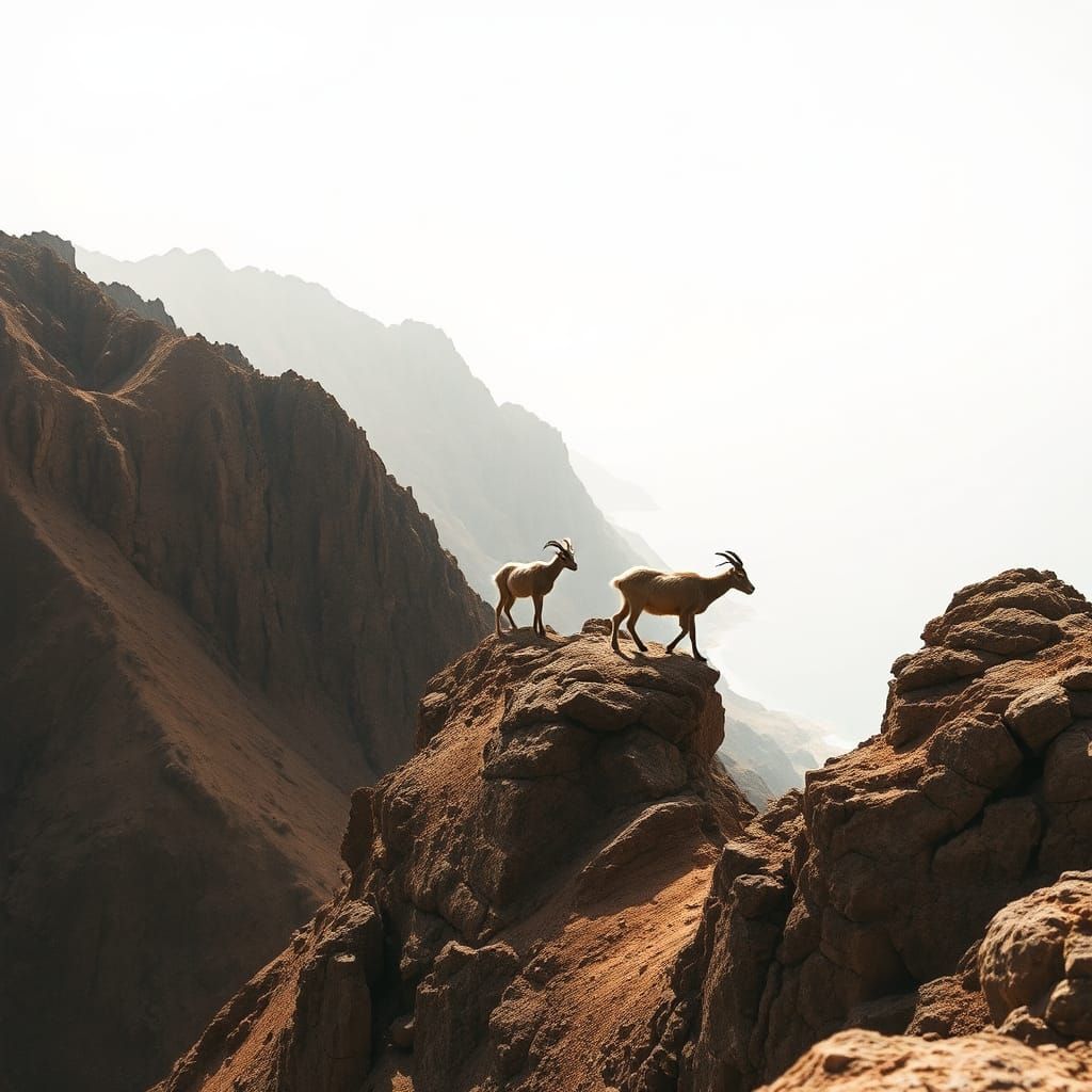 Double Exposure: Mountains, Dead Sea, and Goats