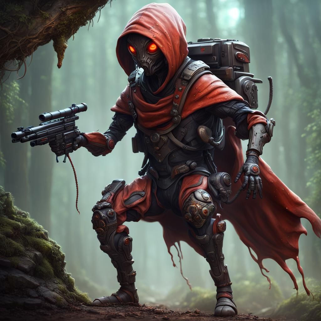 Humanoid Ant Warrior with Blaster in Matte Painting Style