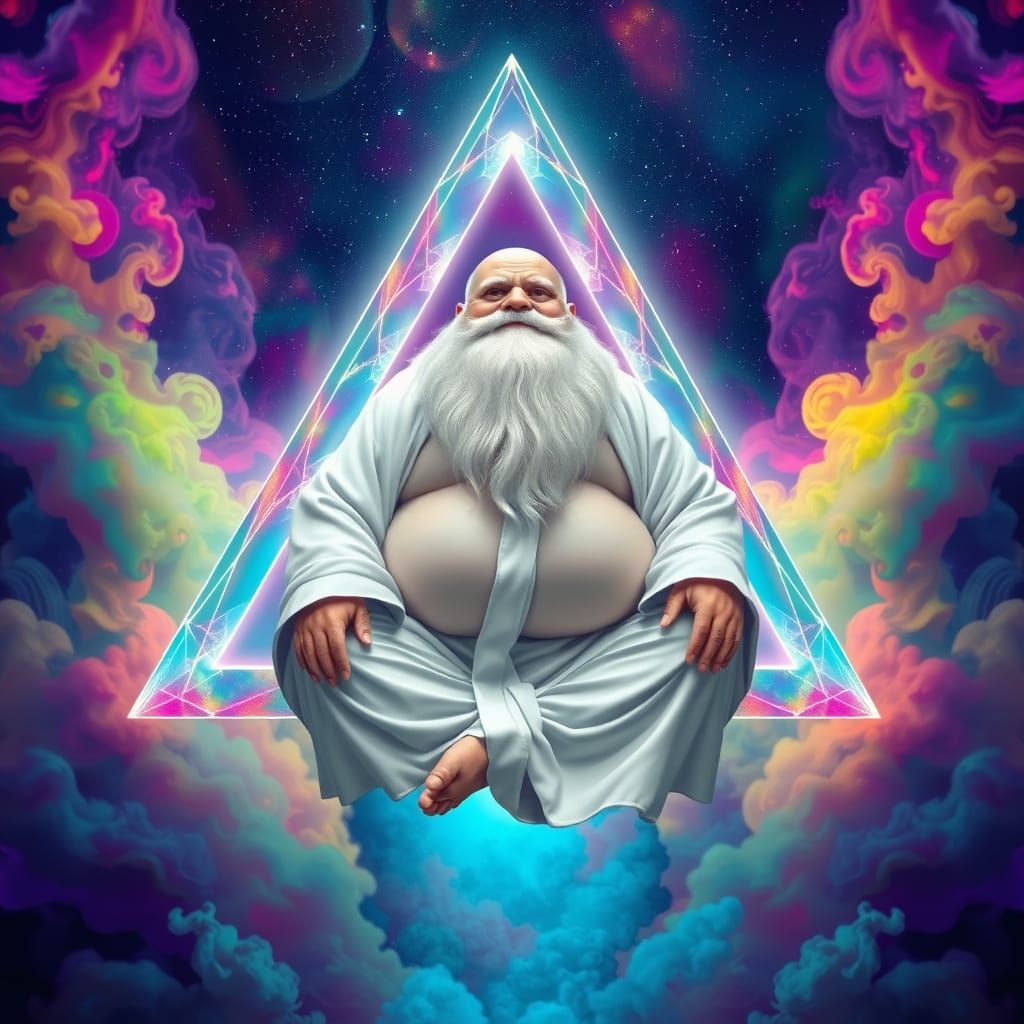 Wise Man in Crystal Prism: Digital Art