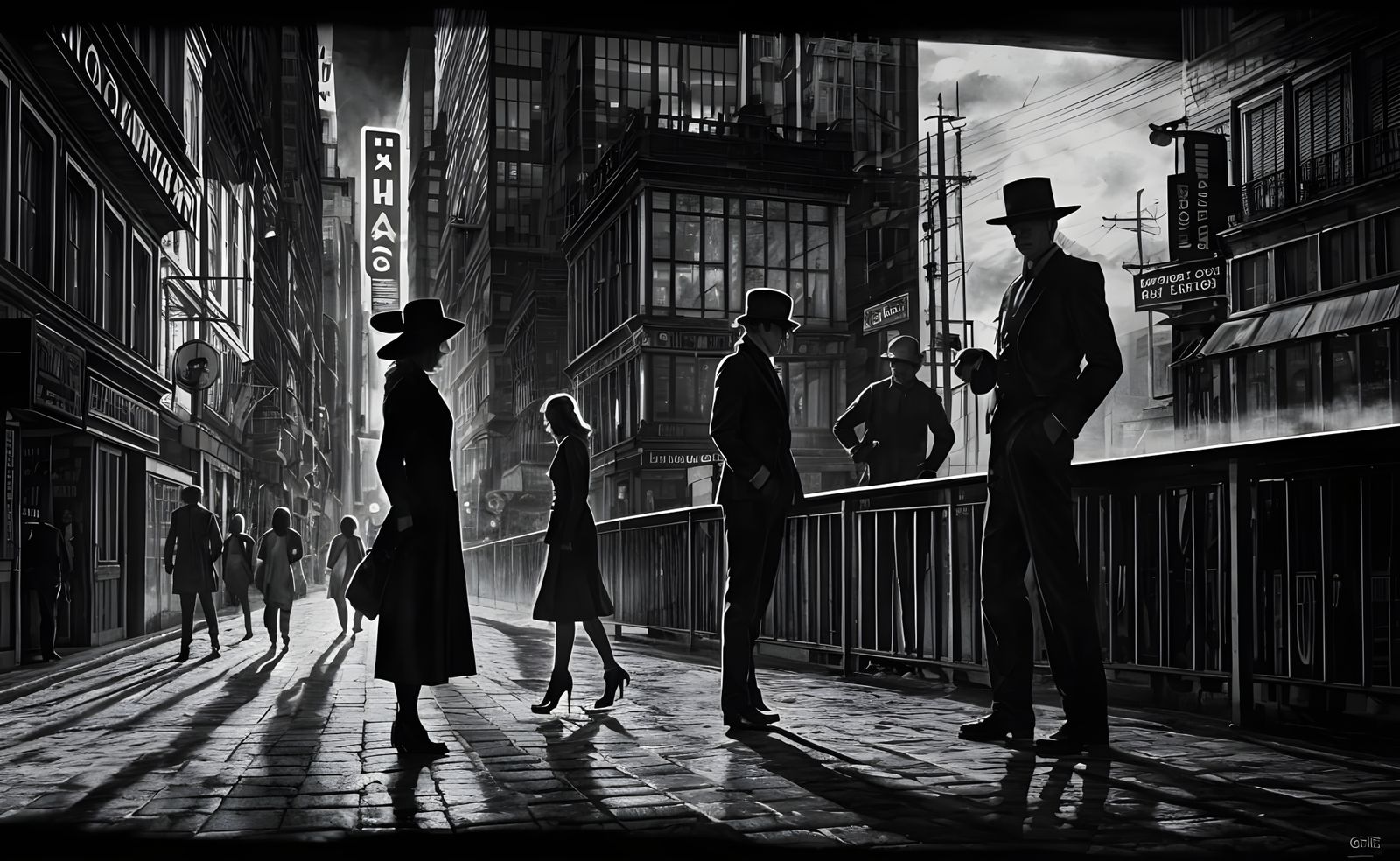 Dark Alleyway Shadows Unveil a Mysterious Femme Fatale in Fi...