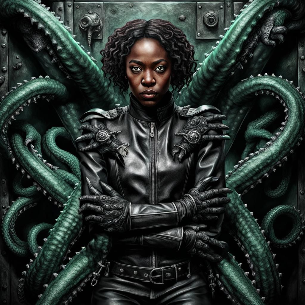 Cthulhu Tentacles Ensnare Woman in Straitjacket: Photorealis...