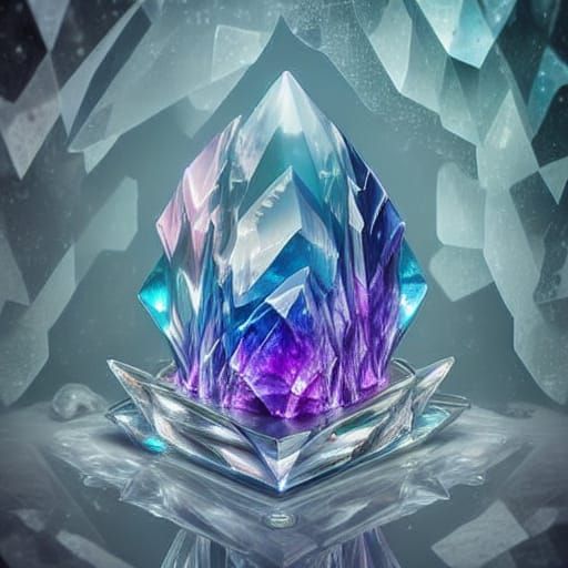 Crystal Woman Sculpture in Mystical Forest