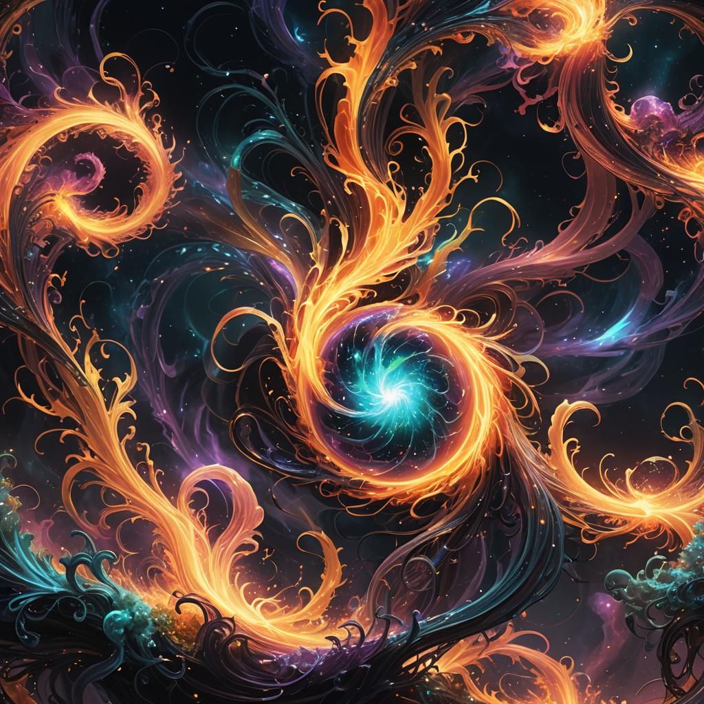 Iridescent Brane Emits Radiant Swirl in Dreamlike Scene