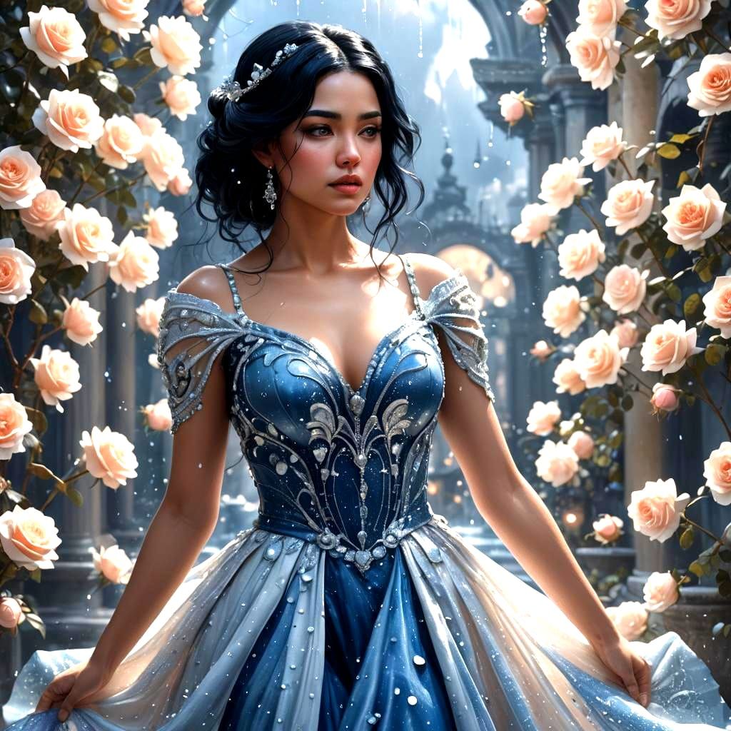 Rose Milk Toned Girl with Black Hair