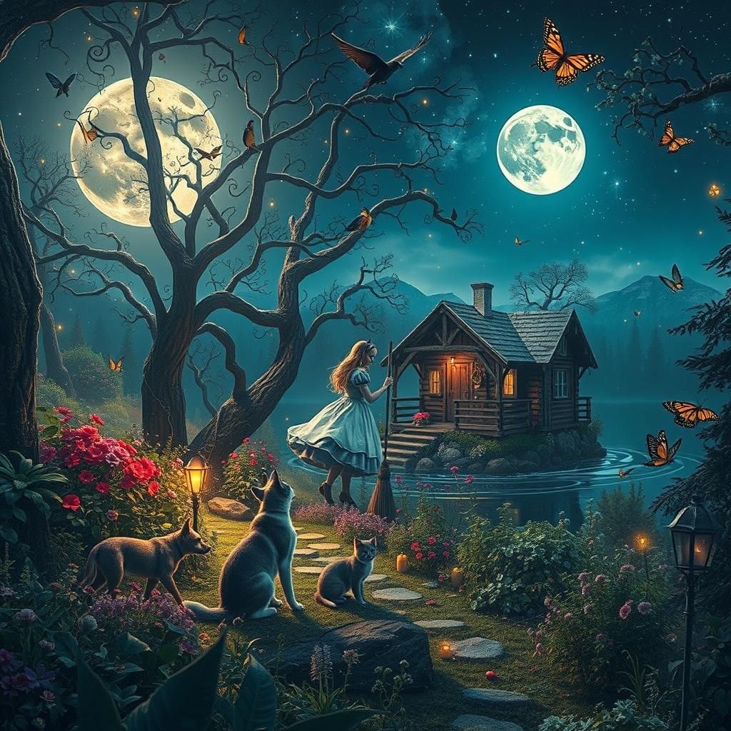 Fairy Tale Characters in Magical Sci-Fi Forest