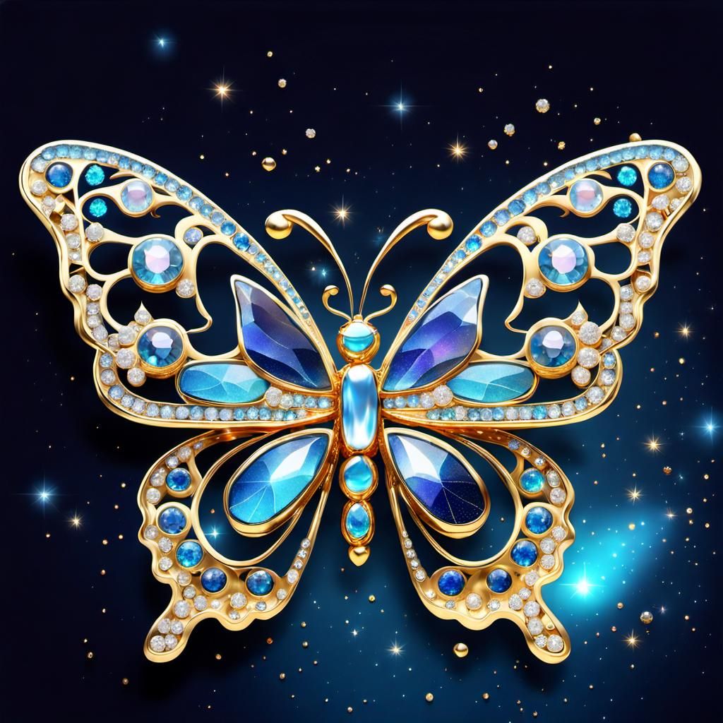 Bejeweled Galactic Butterfly at Midnight