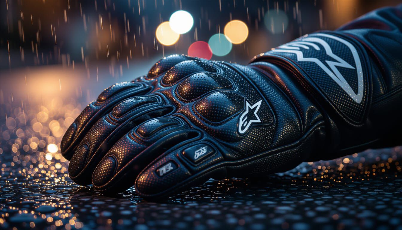 Worn Alpinestars Glove Knuckle Guard Close-up