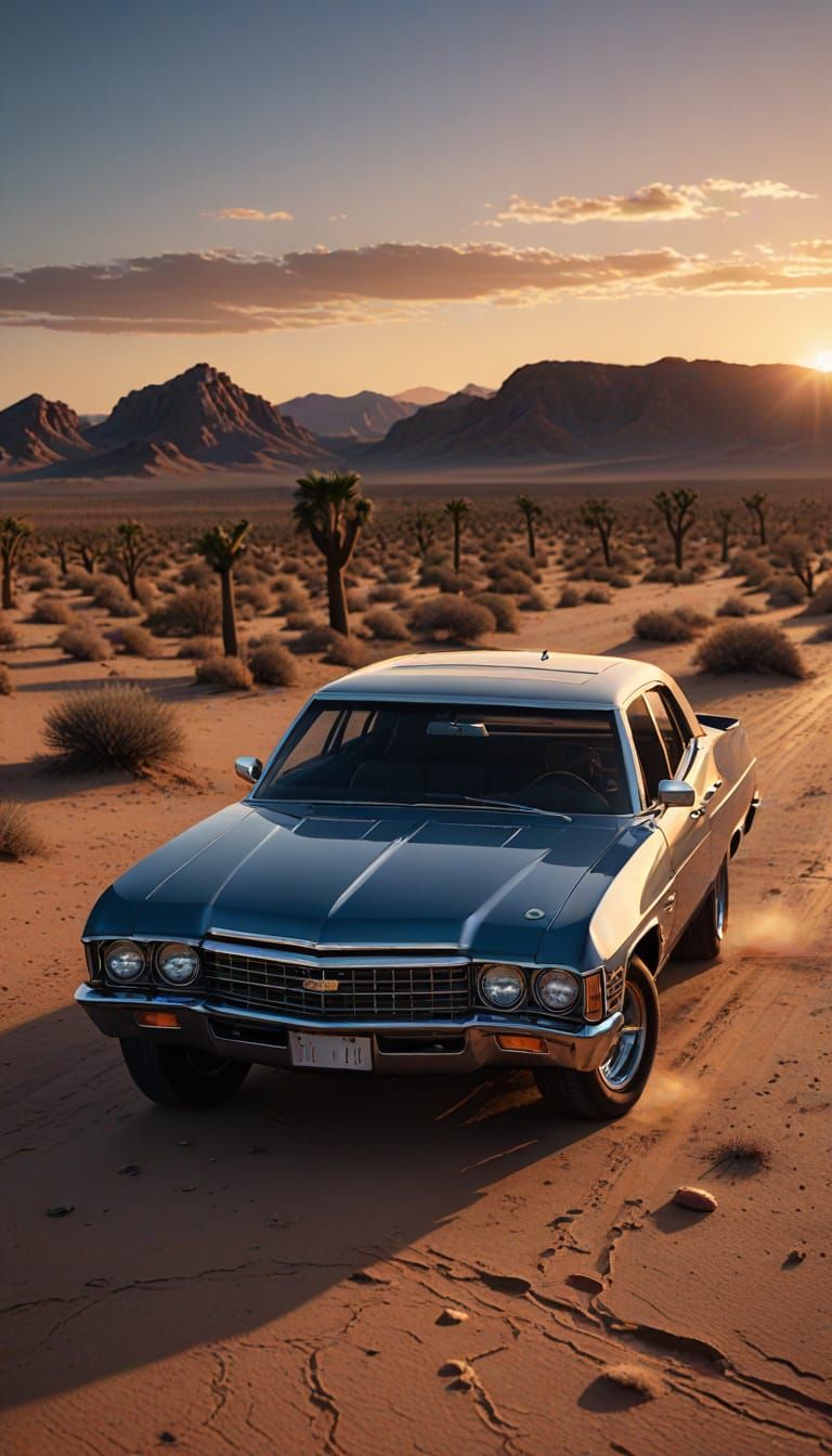 Vintage 1970 Chevrolet Impala in Glistening Chrome Dominates...