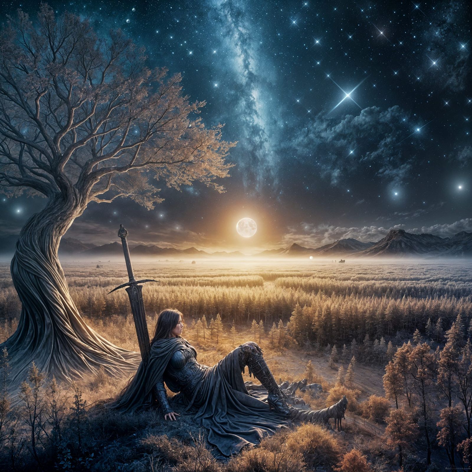 Warrior's Rest: A Fantasy Landscape in Digital Art