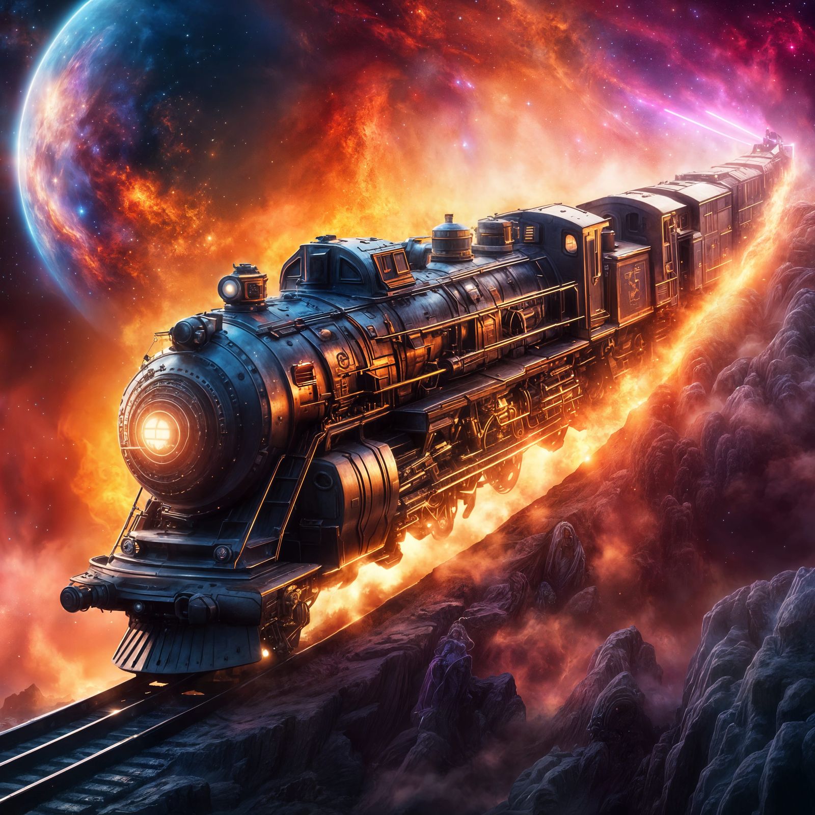 Queen Commands Steam Train Through Nebula