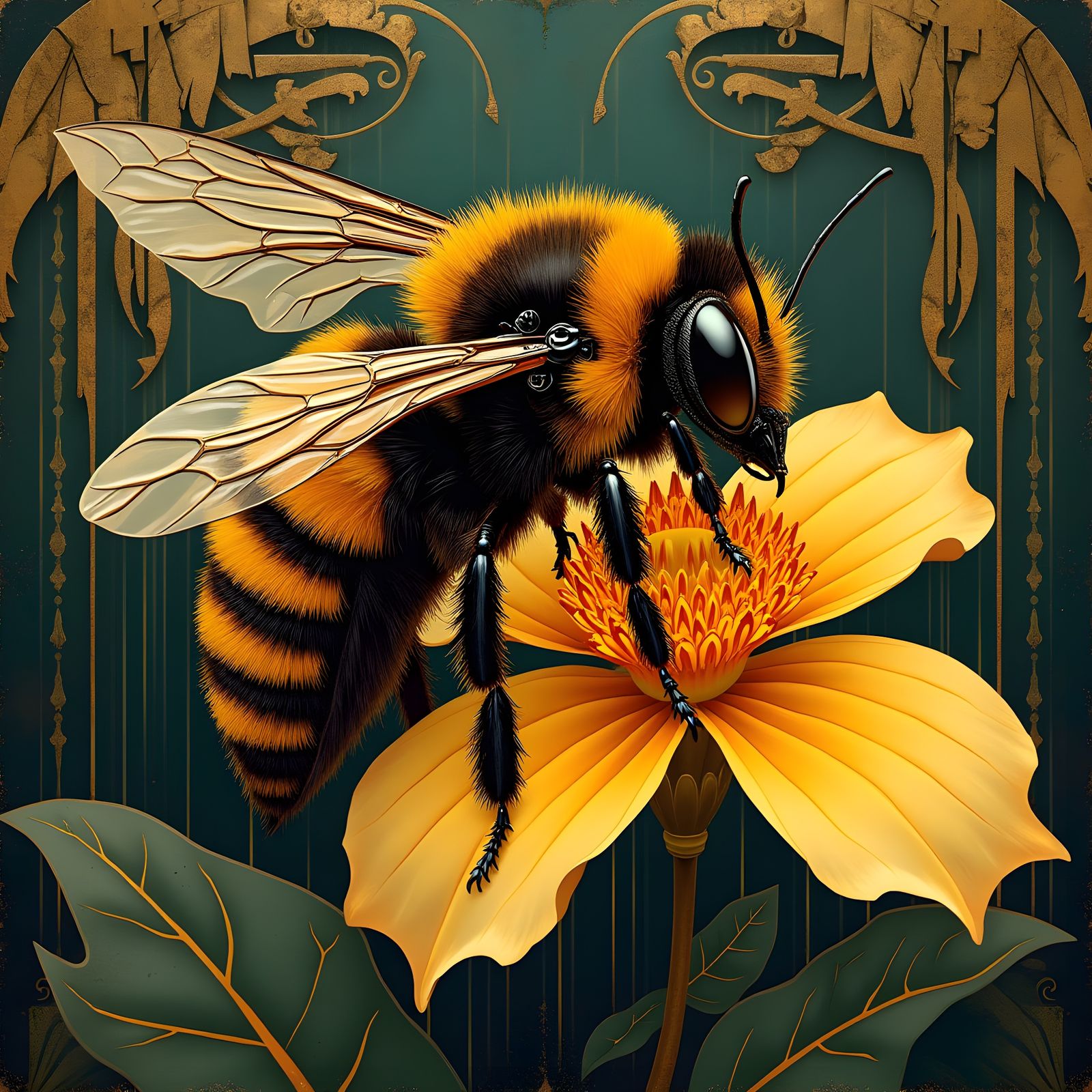 Art Deco Honey Bee Illustration