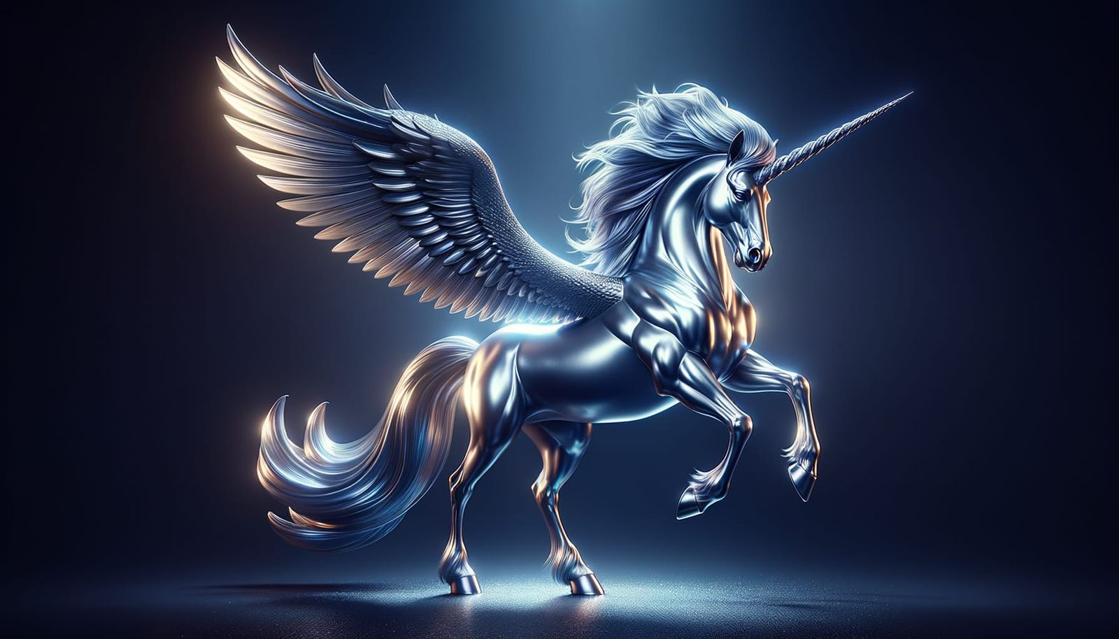 Majestic Nickel Alicorn Radiating Power and Serenity
