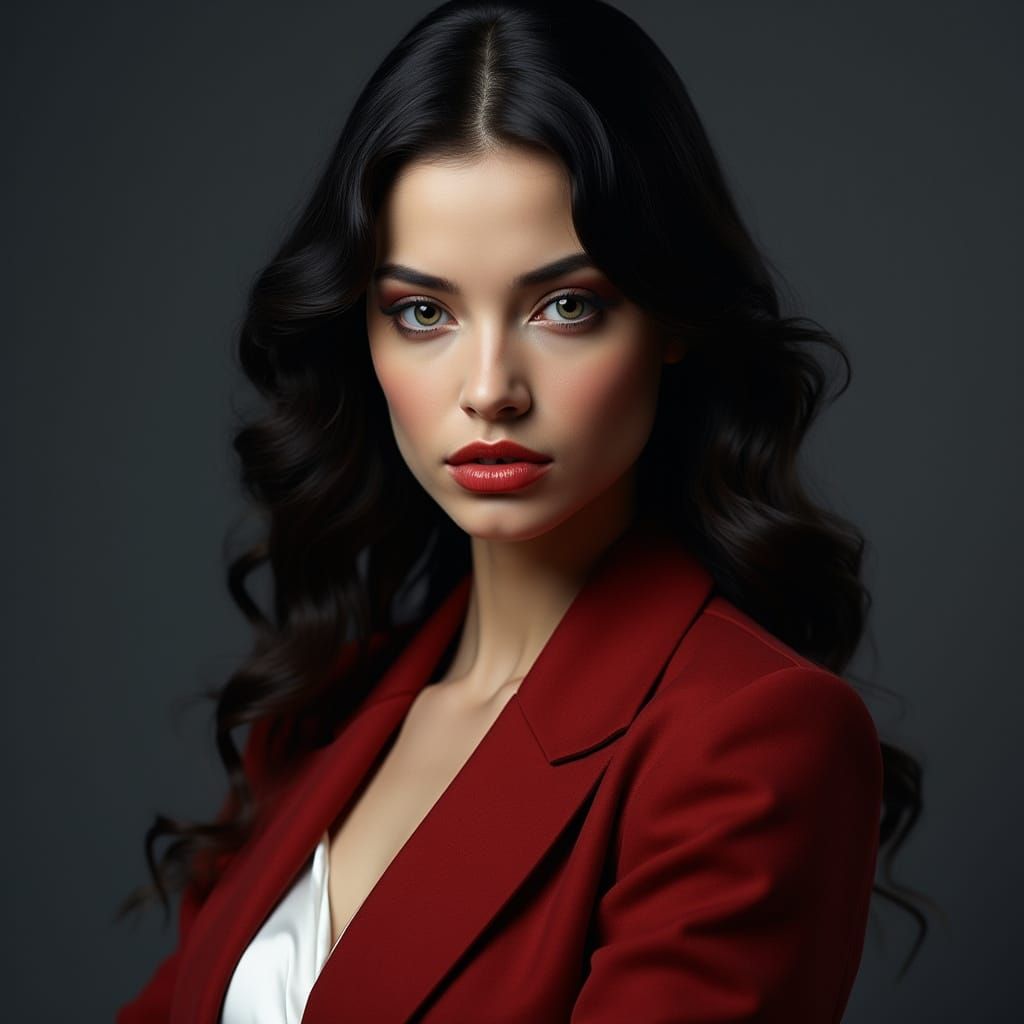 Elegant Portrait of a Confident Woman in Photorealistic Styl...