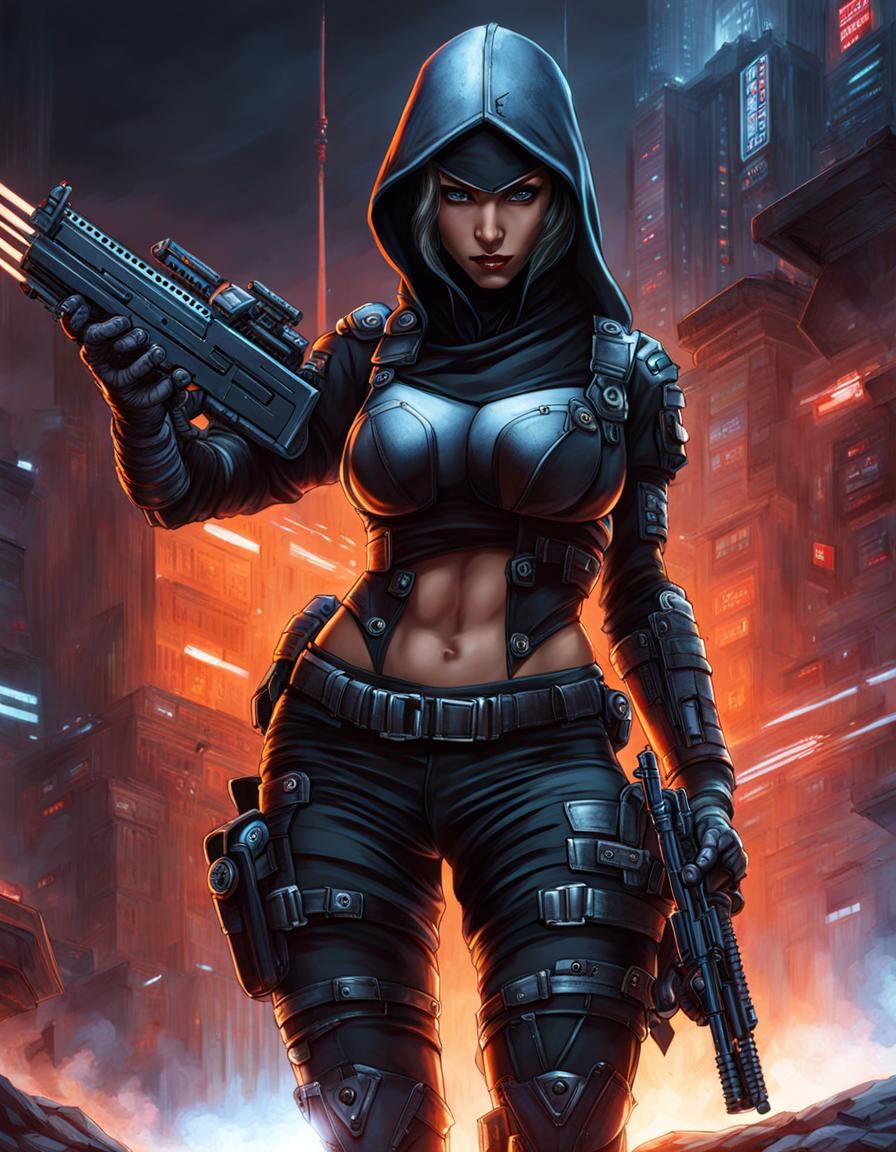 Cyberpunk Ninja Commando with Deadly Tech