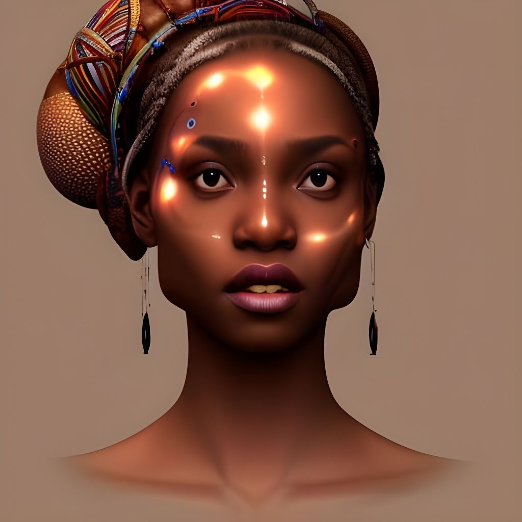 Majestic African Princess Portrait in Digital Art