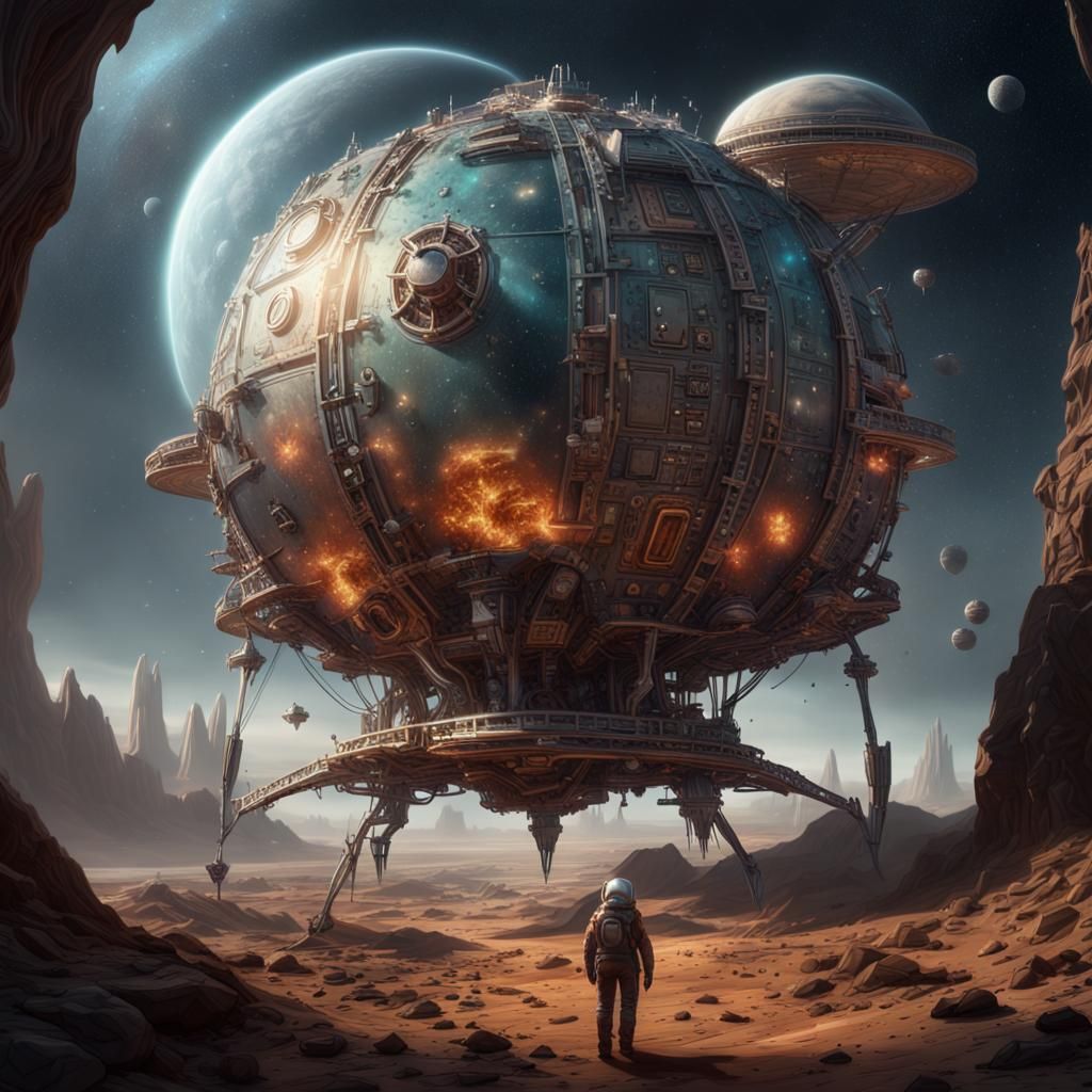 Cosmic Fantasy: Seed Star Lander in Digital Painting