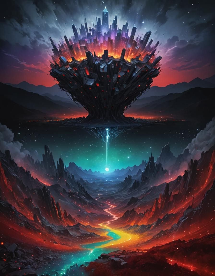 Neofuturistic Surrealism: Holographic Landscape in 8K