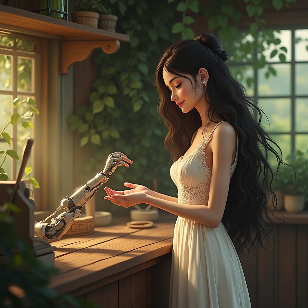 Elegant Woman in Whimsical Woodland Setting