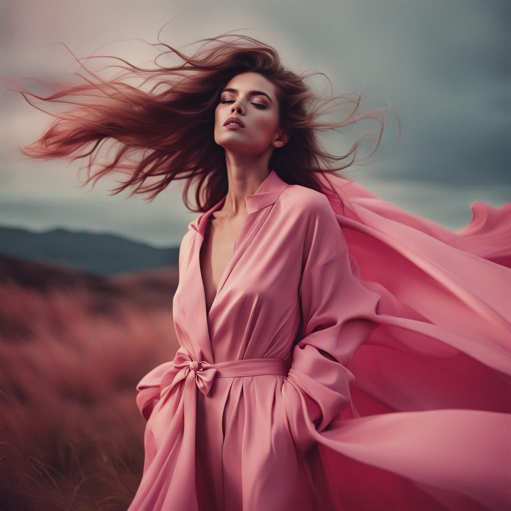 Wind in Pink: A Beauty Editorial Style Portrait