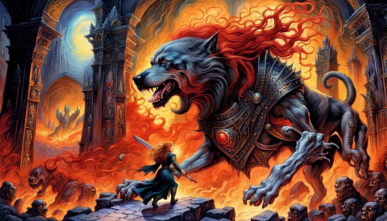 Macabre Valkyrie and Hellhound at Hell's Gate