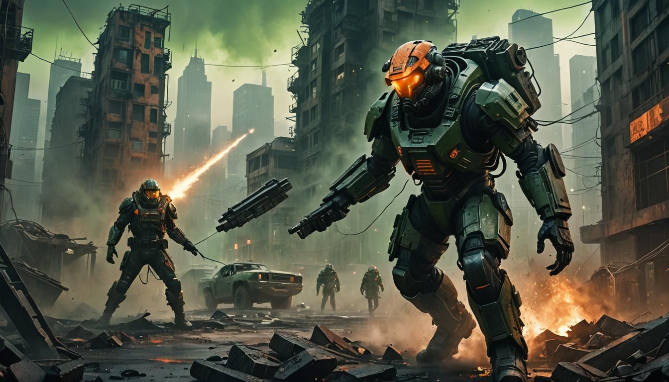 Gritty Soldier in Dystopian Wasteland, Horror Concept Art