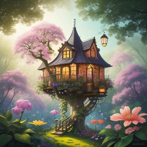 Surreal Garden Bloom in Dutch Master Style