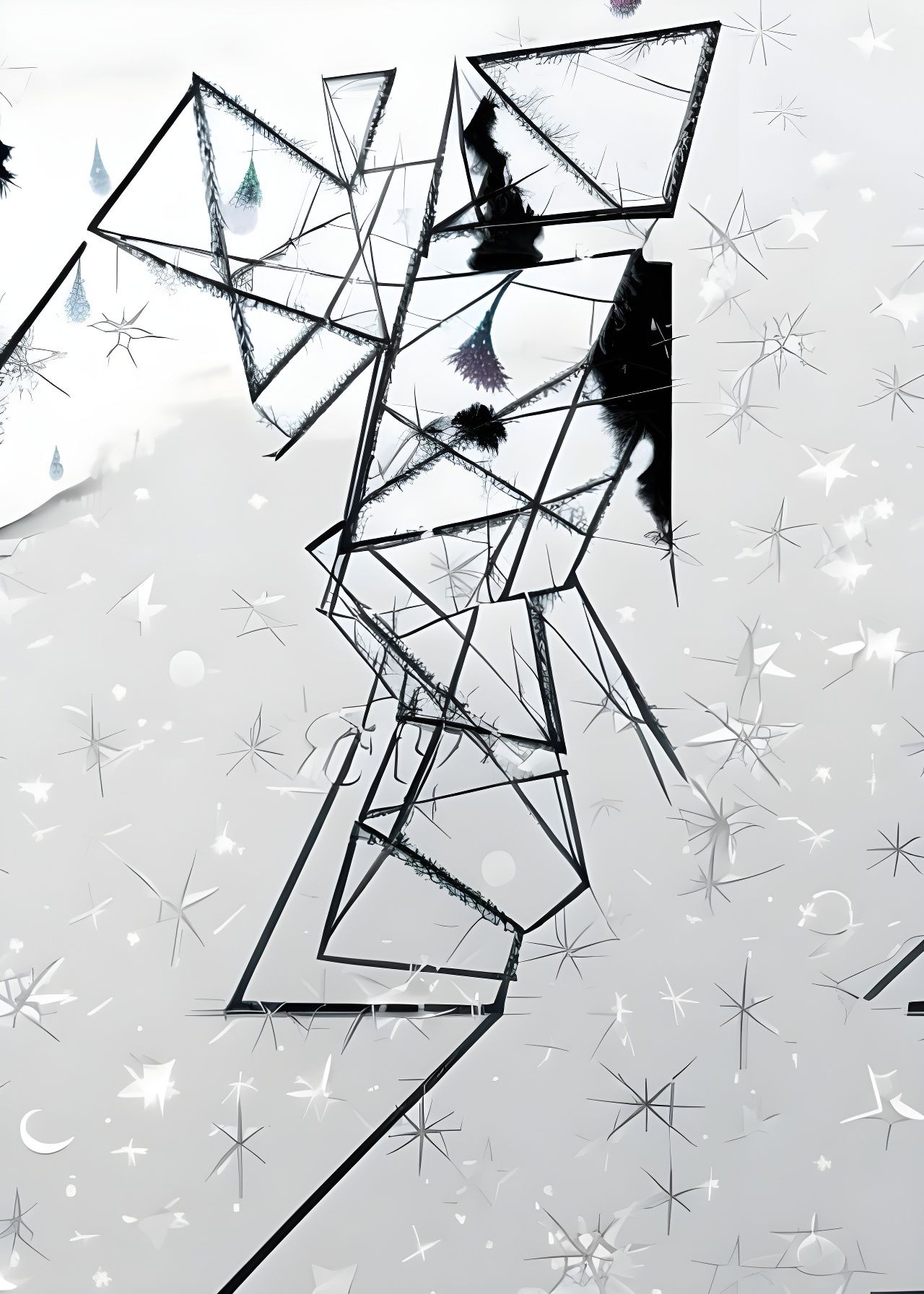 Moonlit Winterscape with Lace Fabric, Digital Art