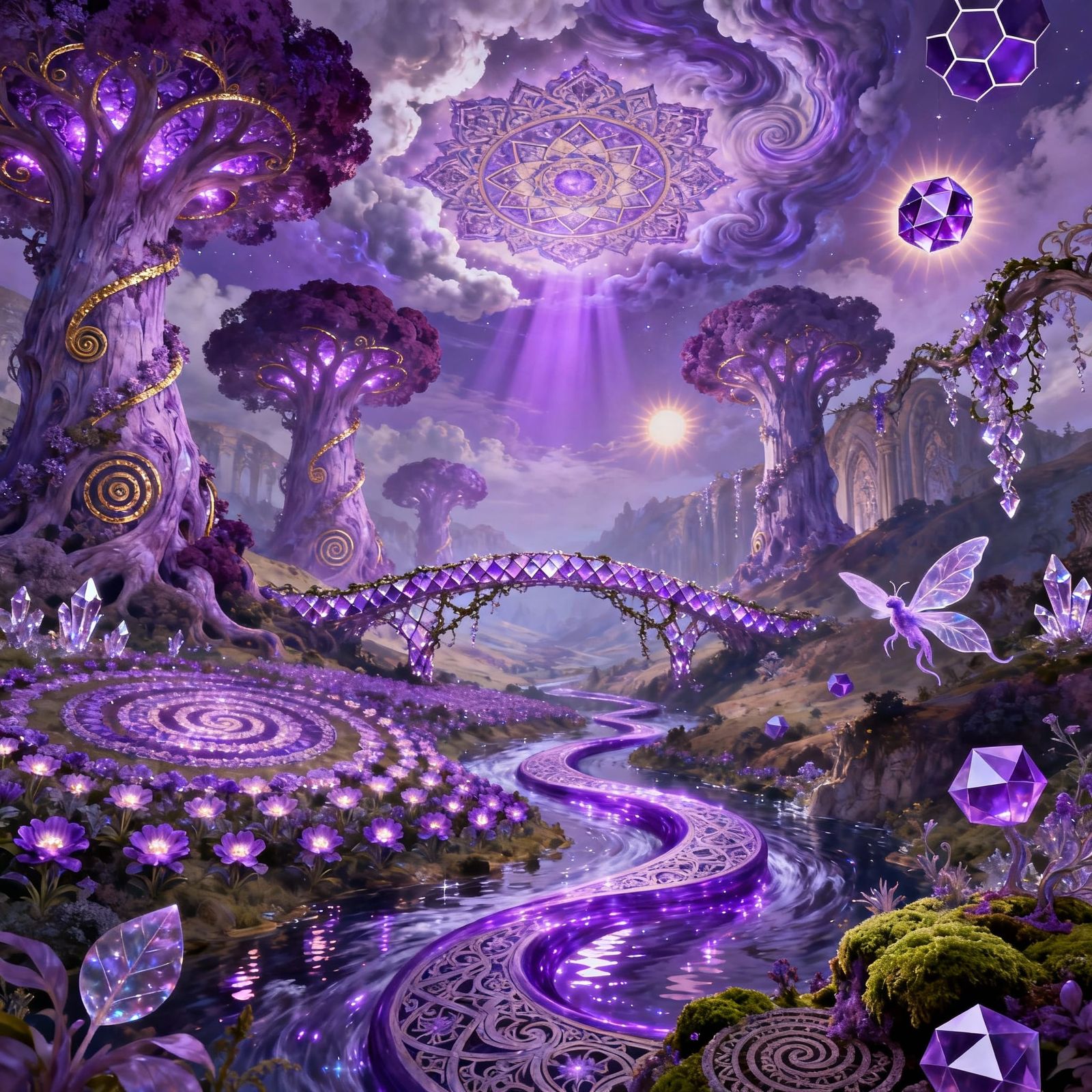 Visionary Baroque Landscape in Shades of Purple