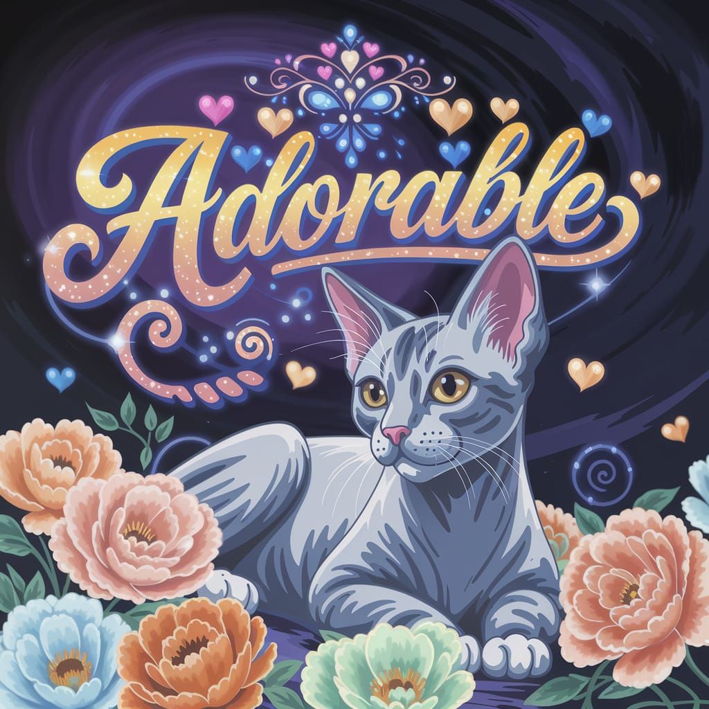 Golden Word in Whimsical Digital Art