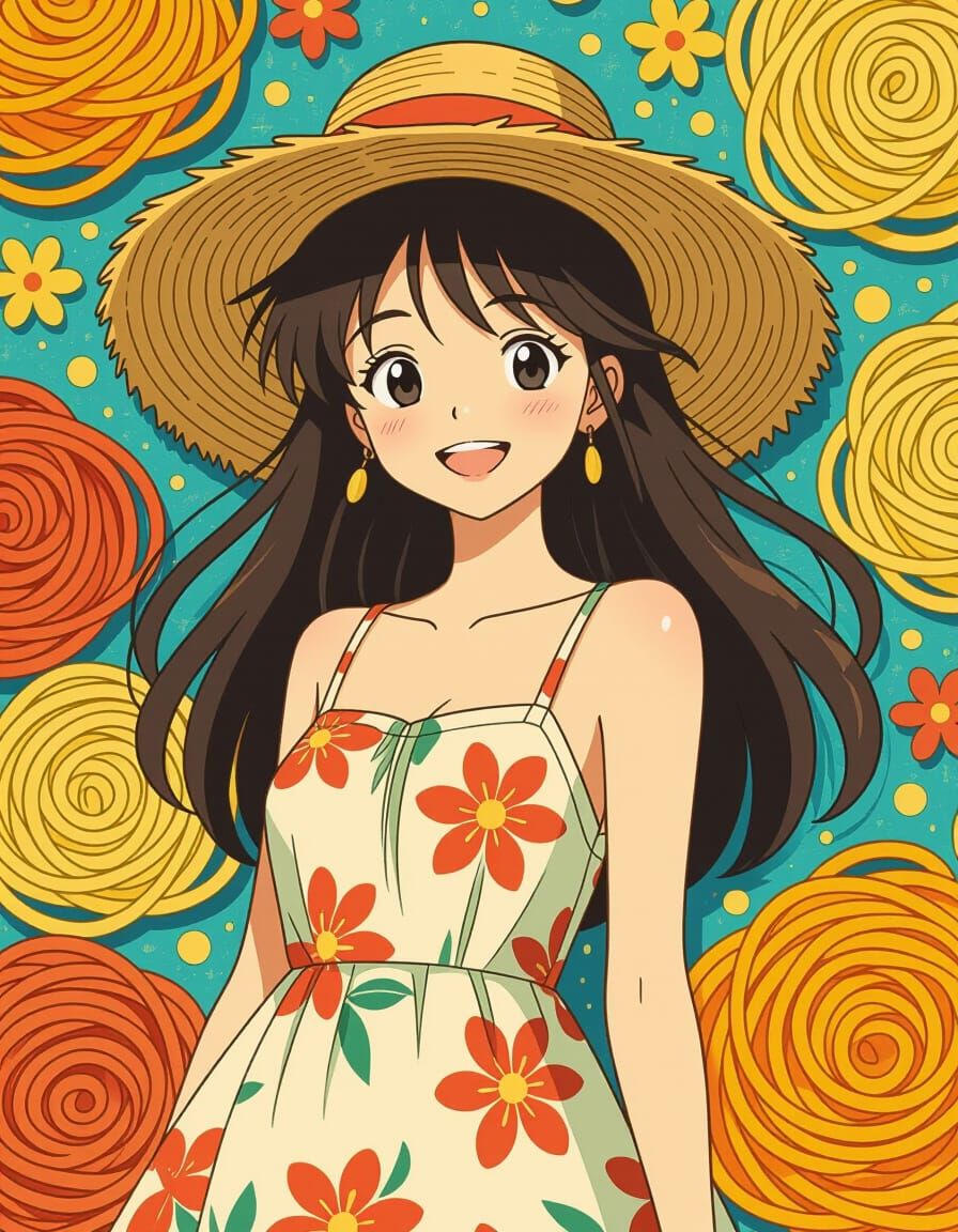 Anime Girl in Pasta Art, Anime Style