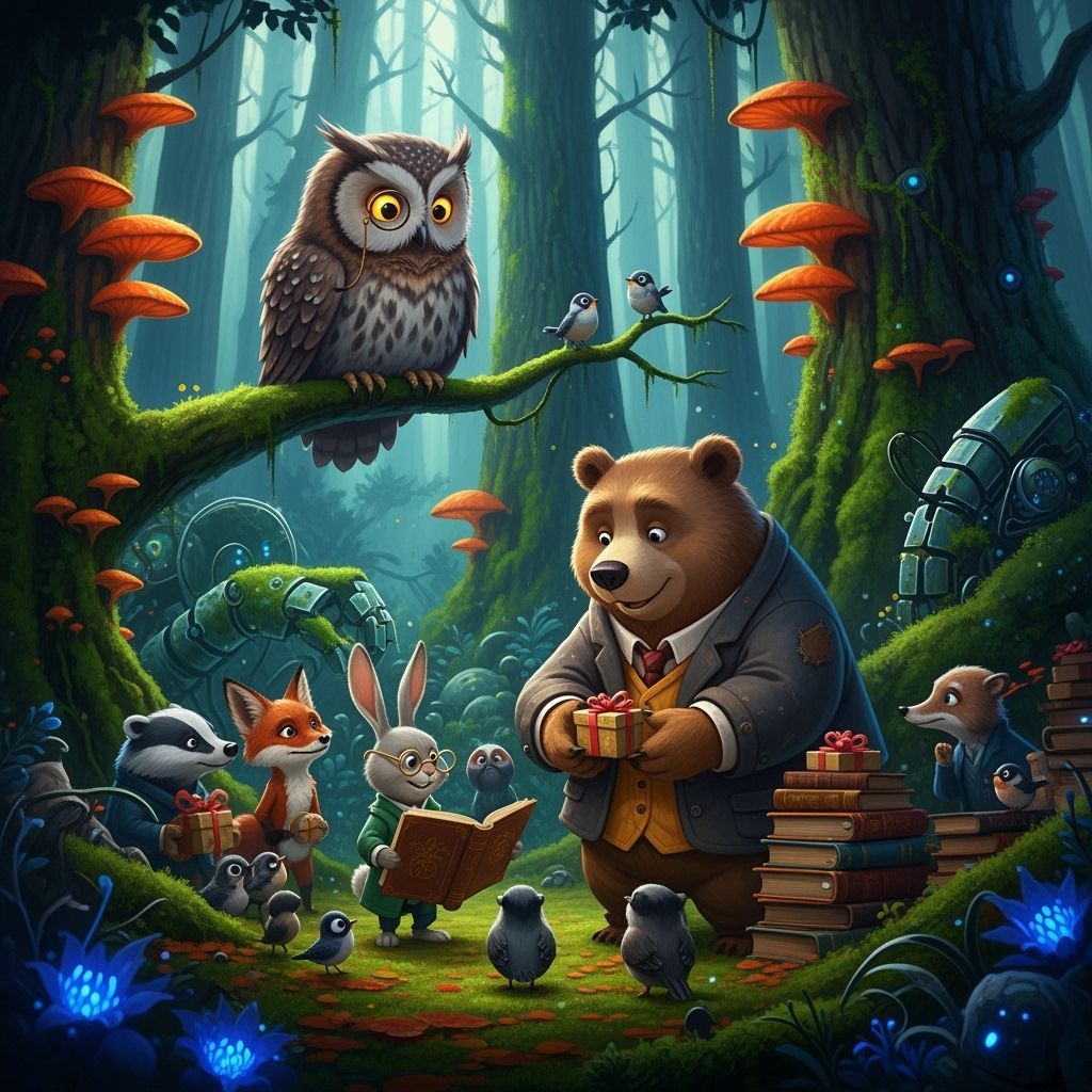 Wise Owl Omniscio in Evergreen Forest: Matte Painting