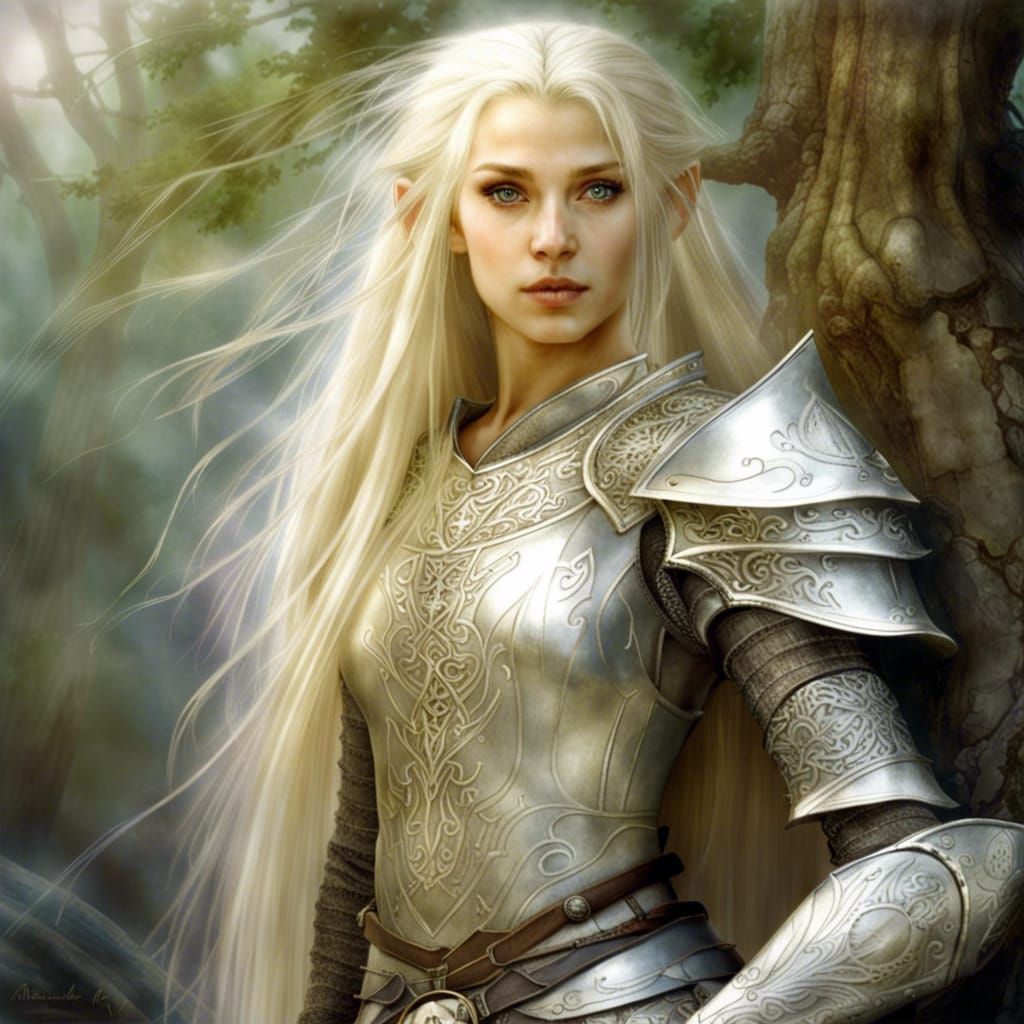 Elven Knight Portrait in Medieval Fantasy Style