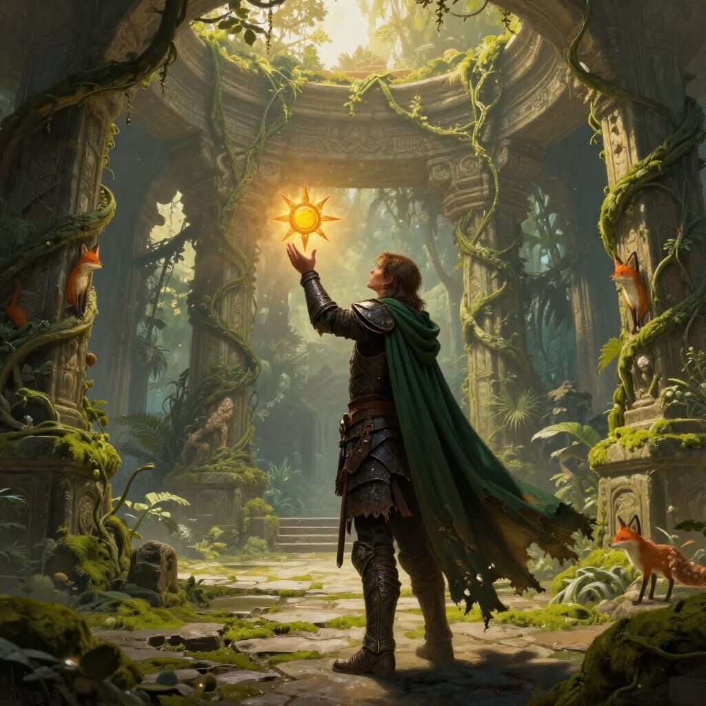 Rogue Touches Sun-Stone in Jungle Temple