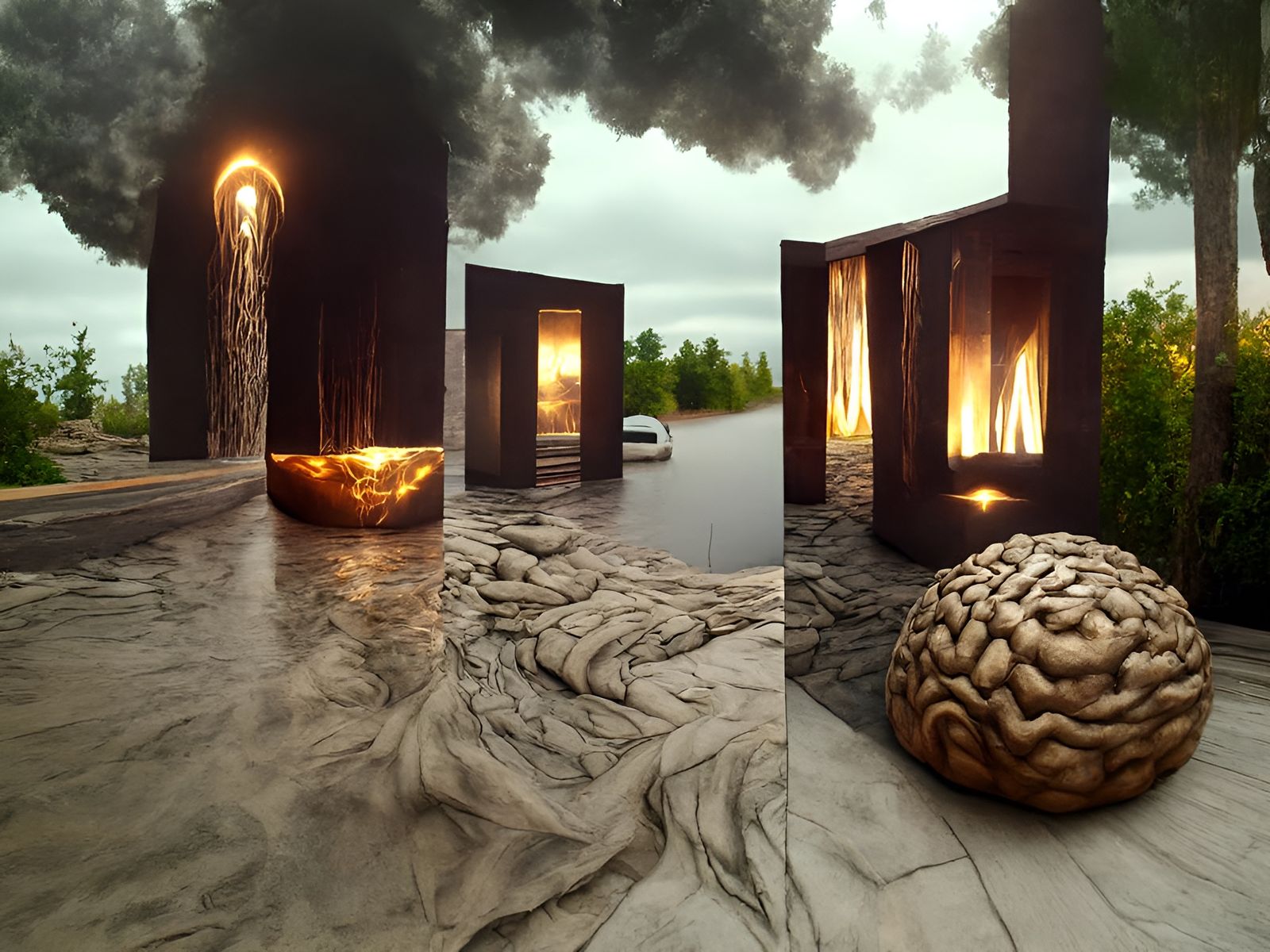 Detailed Conceptual Metaphoria in Brut Art Style