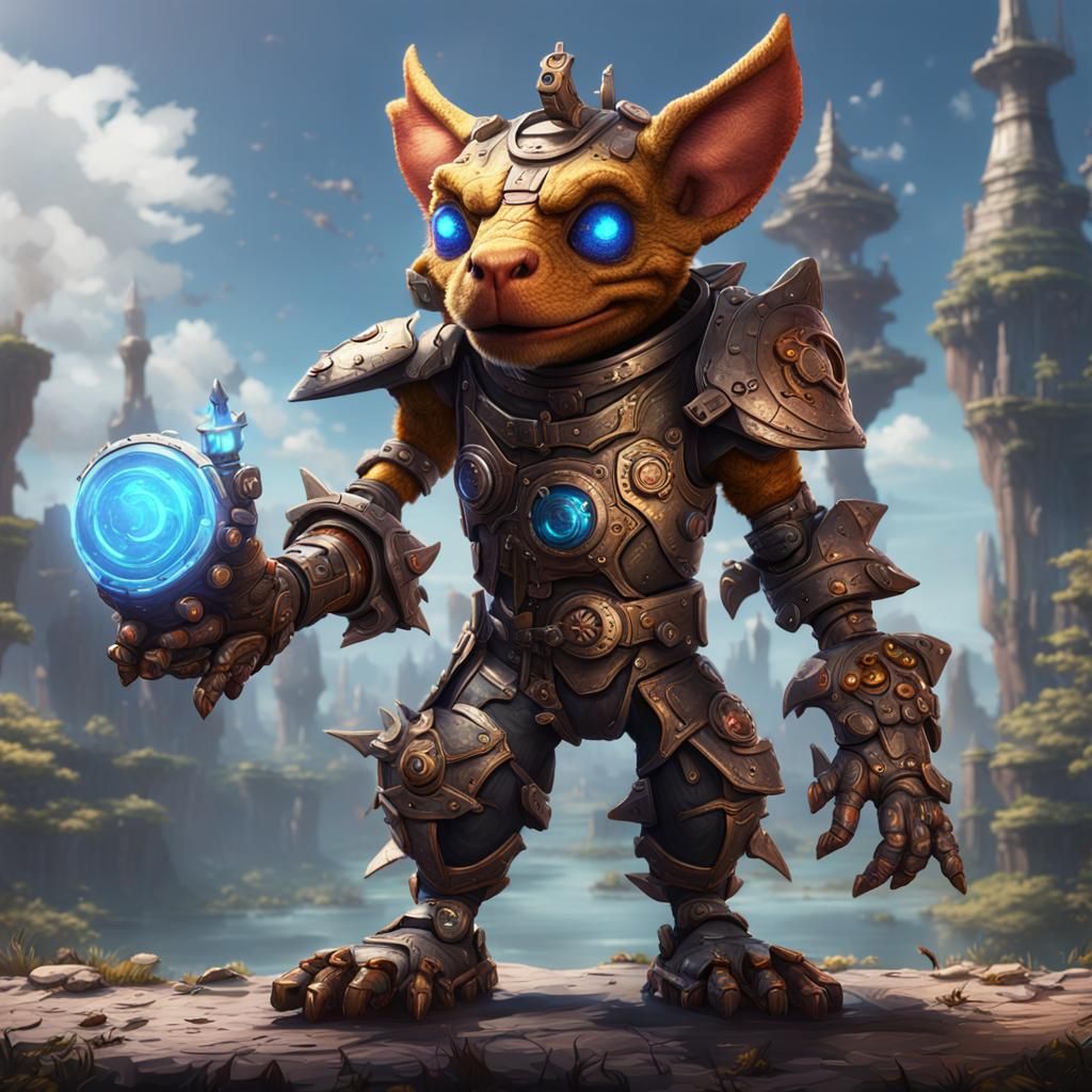 Cyborg Kobold Sonic Cleric: Fantasy Concept Art