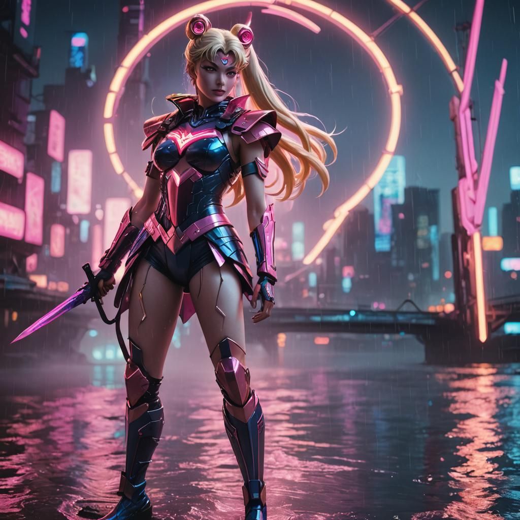 Cyberpunk Sailor Moon Warrior by Neon River