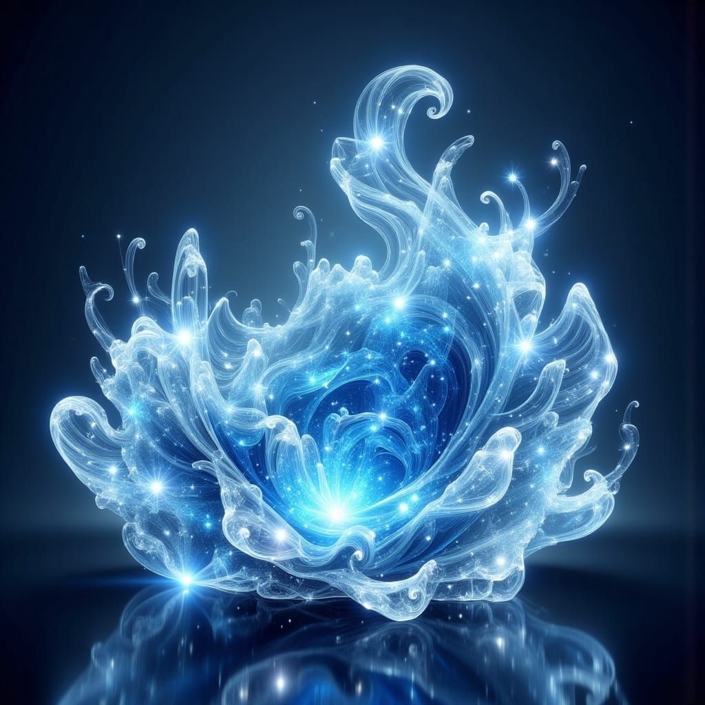 Ethereal Blue Energy Waves Within Shimmering Moonstone