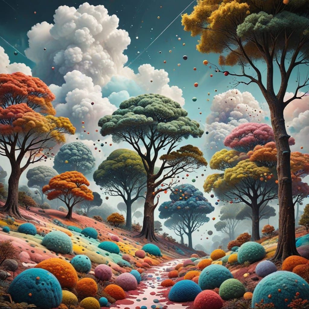 Polka dots. realistic.
A surreal scene where everything - tr...