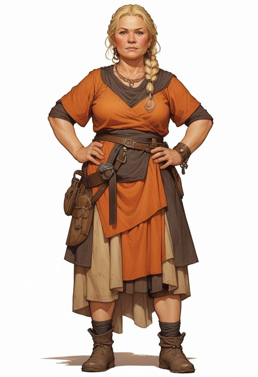 Fantasy RPG Blond Villager in Boris Vallejo Style