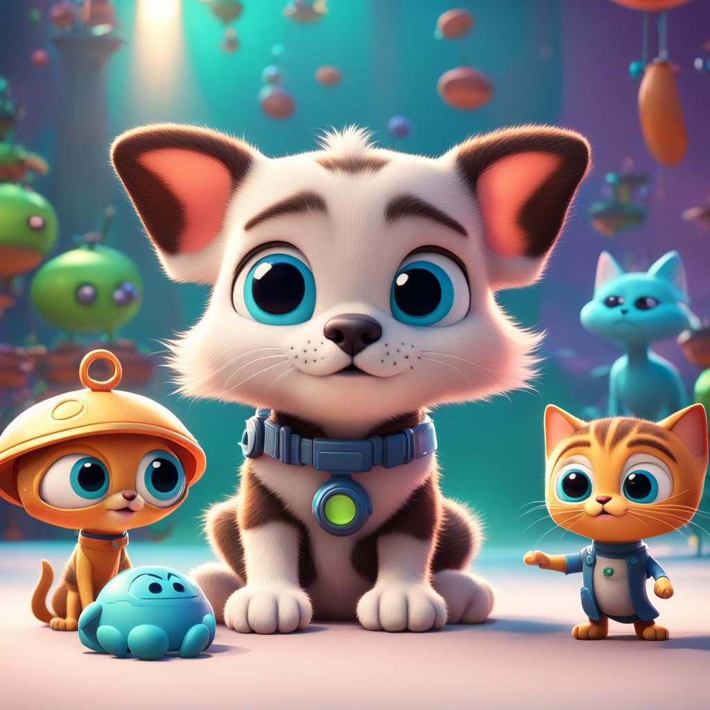 Puppy, Kitten, and Tiny Aliens in 3D