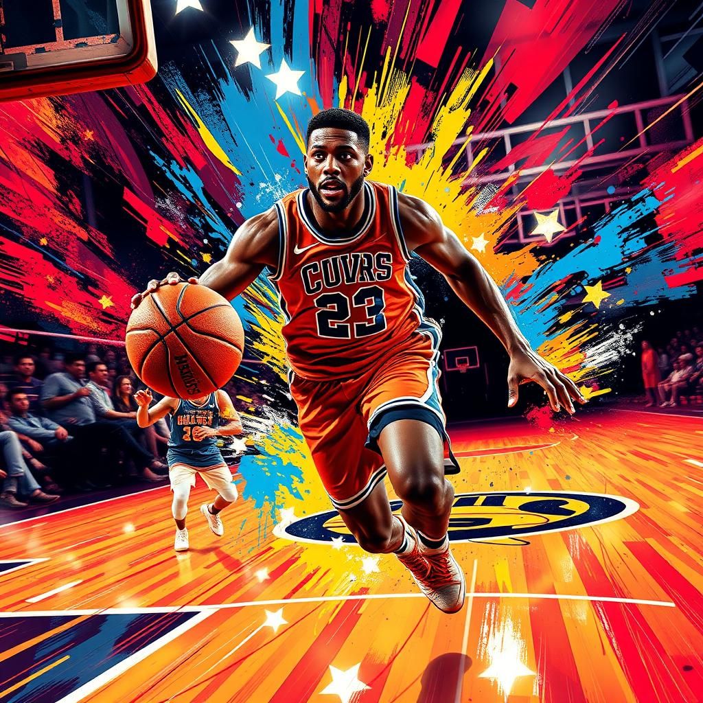 Hyper-Realistic Basketball in Pop Art Style