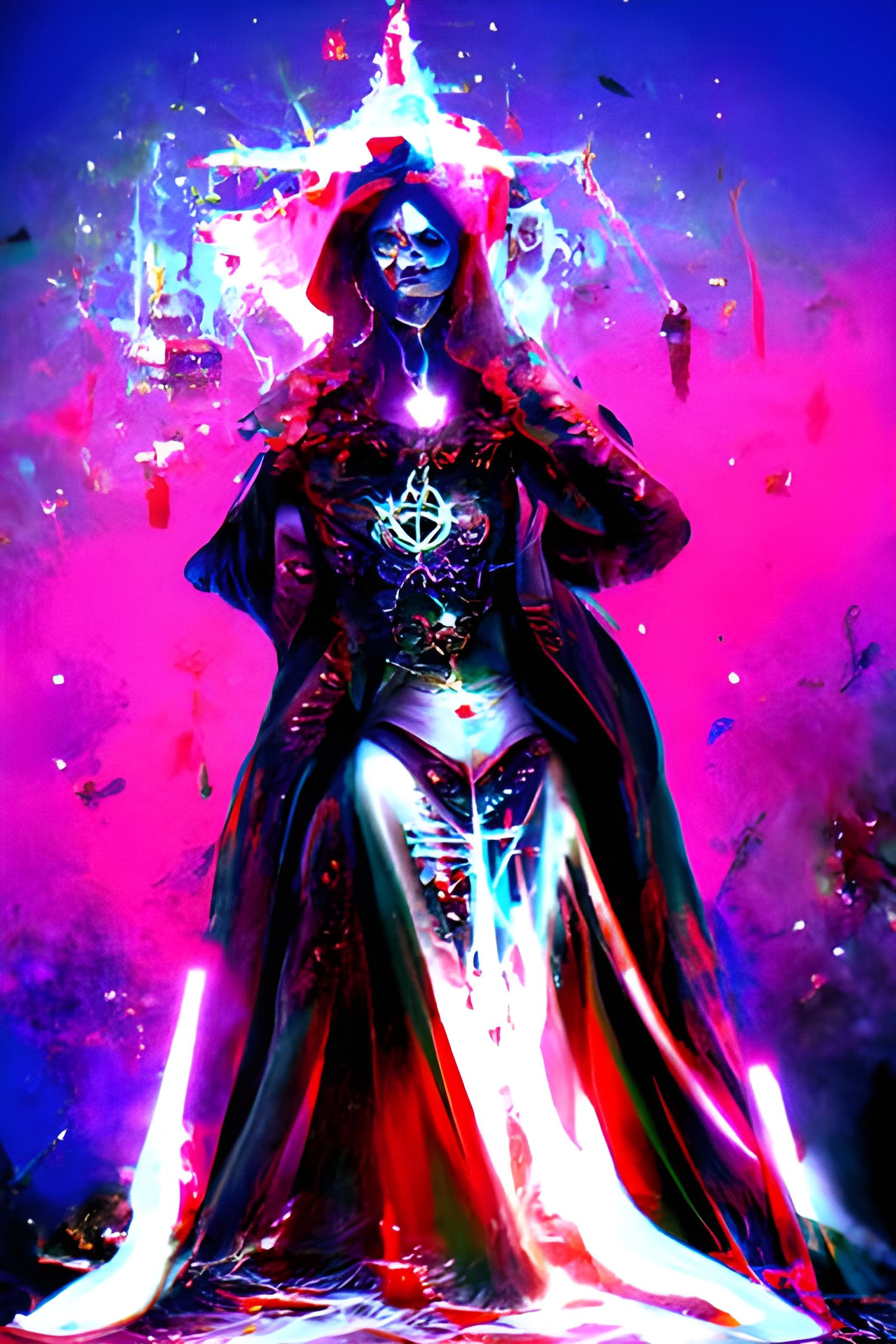 Eldritch Chaos Empress: Holographic Cosmic Illustration