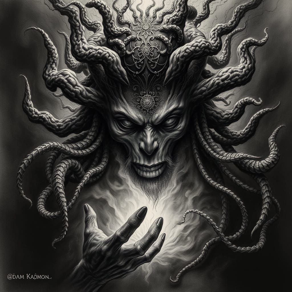 Adam Kadmon in Hyperdetailed Charcoal Drawing Style