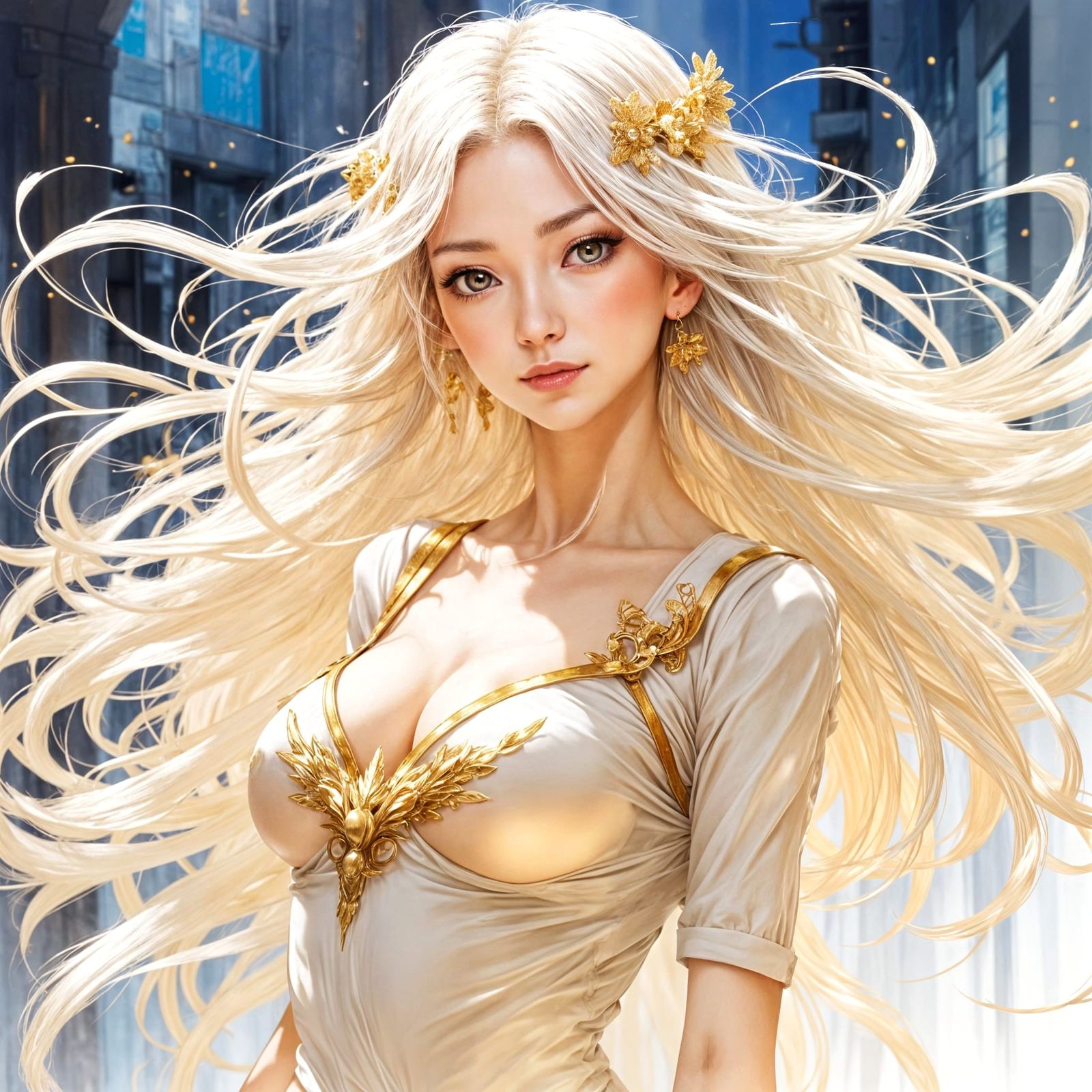Gorgeous Anime Girl with White Hair