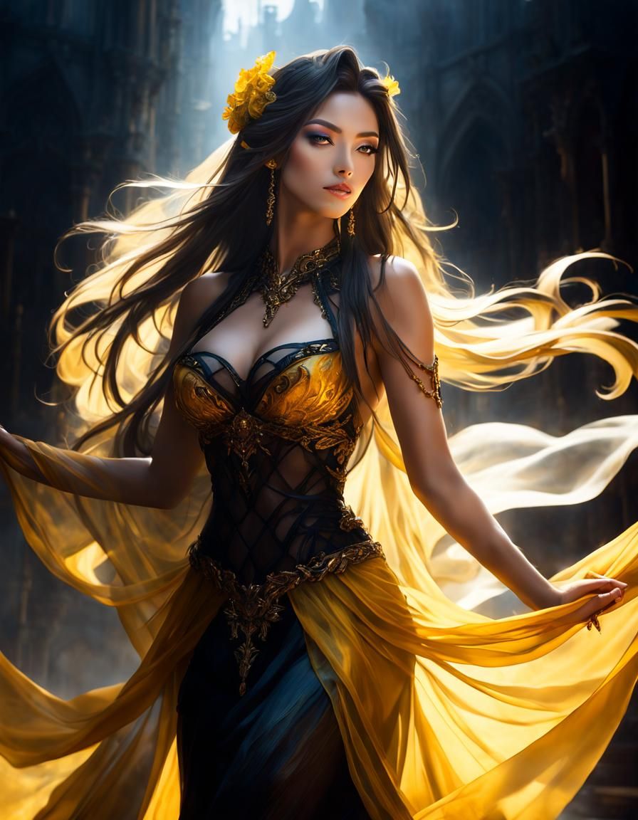 Elegant Dancer in Translucent Cloth: Anime Masterpiece