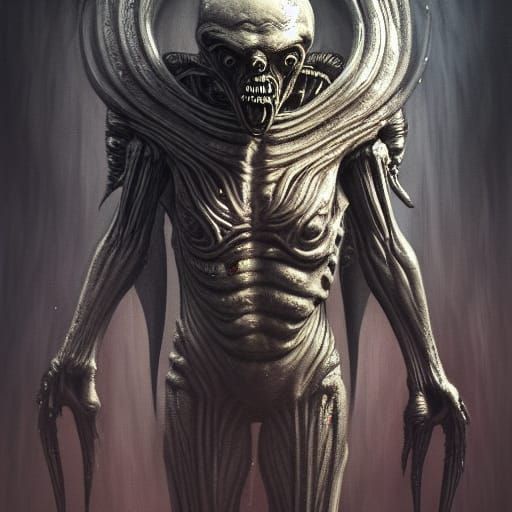 Alien God Splatter in Dark Fantasy Concept Art