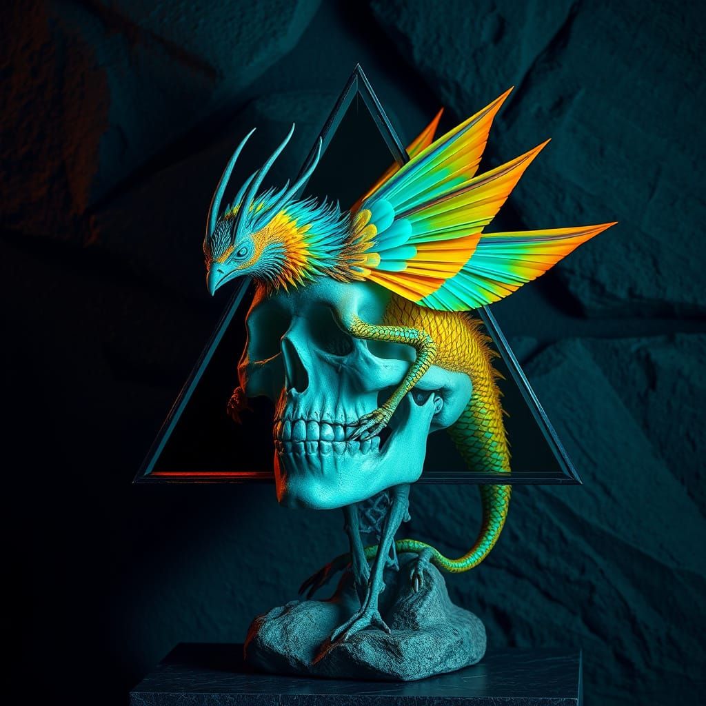 Mythical Creature Sculpture in Photorealistic Style