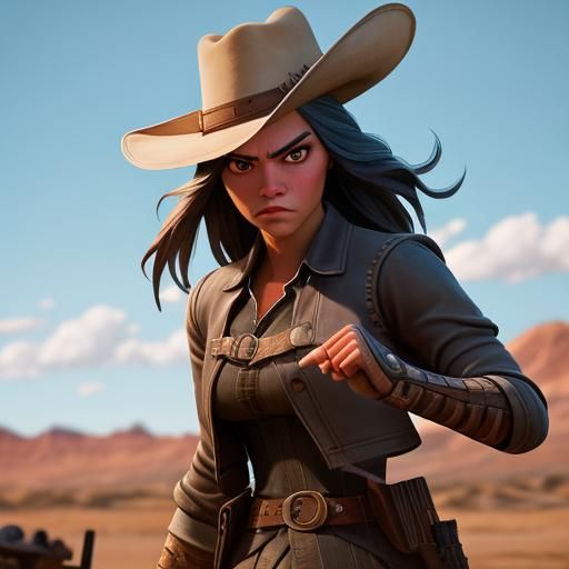 Old West Gunslinger Duel in Sharp Focus